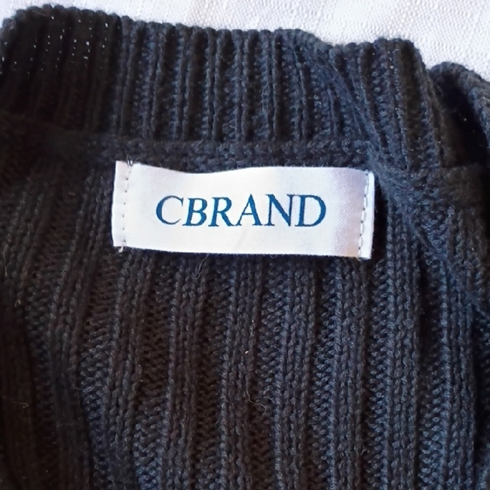 Black Ribbed Button-Up Sweater Cbrand Size M - Picture 8 of 9